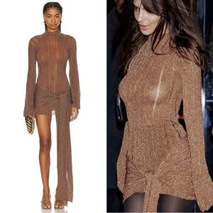 Aya Muse Shimmering Brown Mini Dress